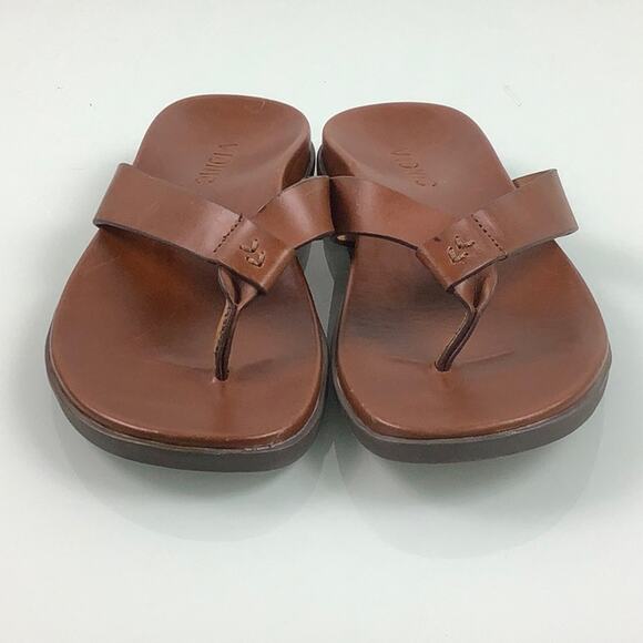 Vionic Elijah water repellent Leather Flip Flops Sandals men size 7 unisex EUC - Picture 5 of 13